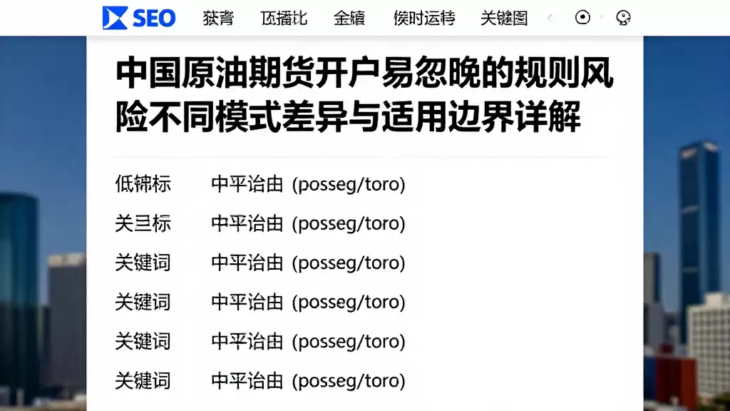中国原油期货开户易忽略的规则风险不同模式差异与适用边界详解