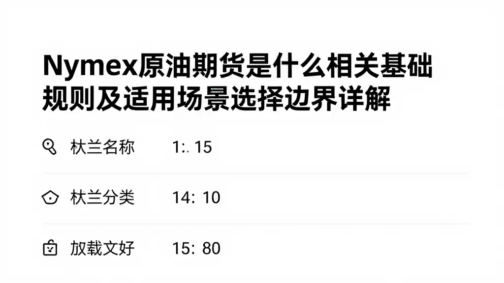 nymex原油期货是什么相关基础规则及适用场景选择边界详解