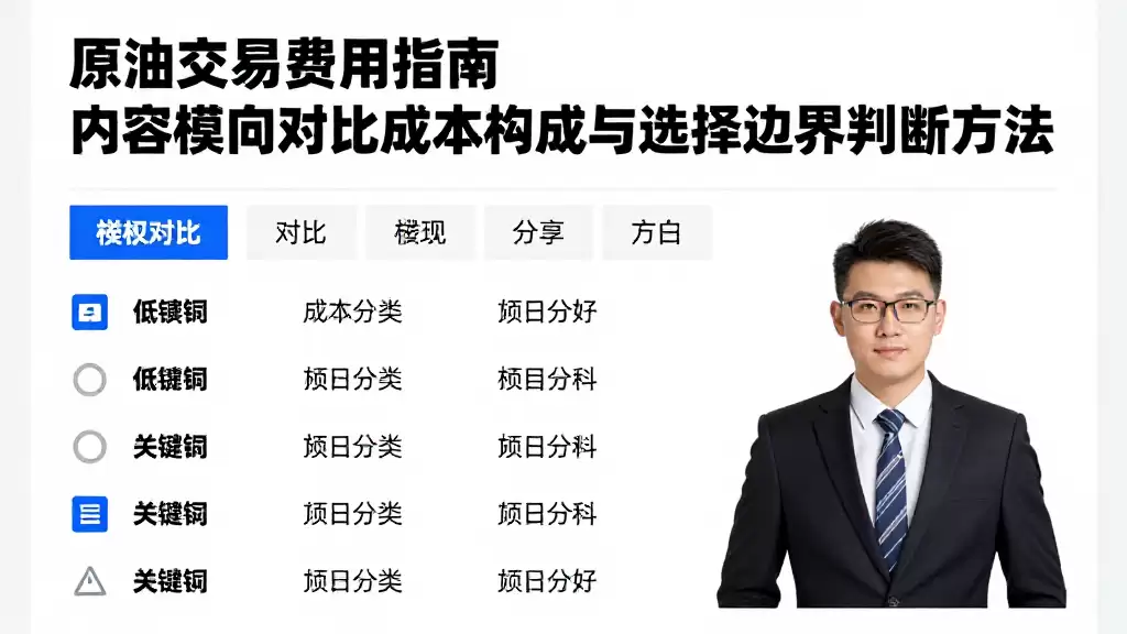 原油交易费用指南内容横向对比成本构成与选择边界判断方法