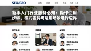 新手入门行业服务必知：操作使用步骤、模式差异与适用场景选择边界