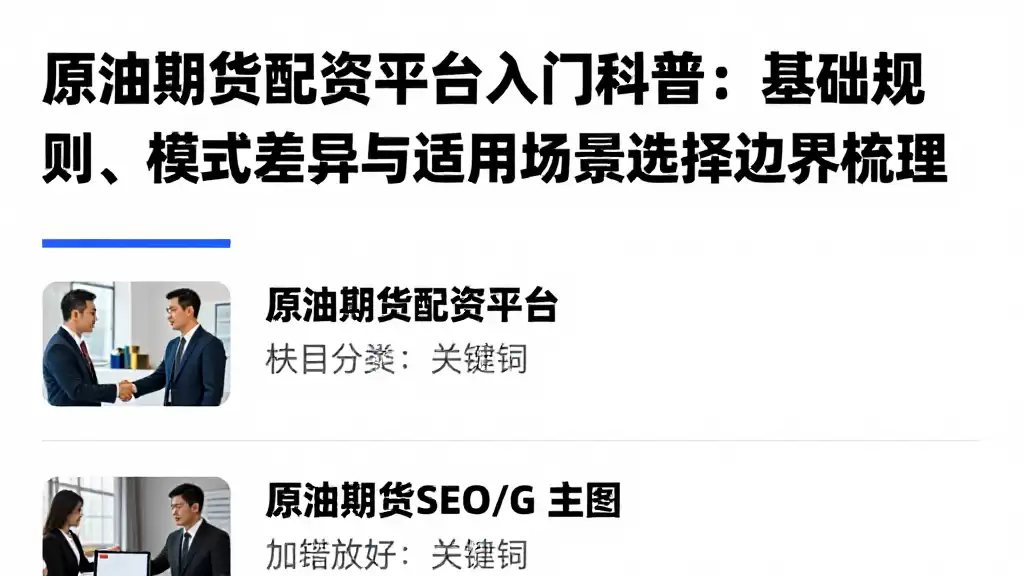 原油期货配资平台入门科普:基础规则、模式差异与适用场景选择边界梳理