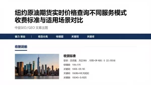 纽约原油期货实时价格查询不同服务模式收费标准与适用场景对比