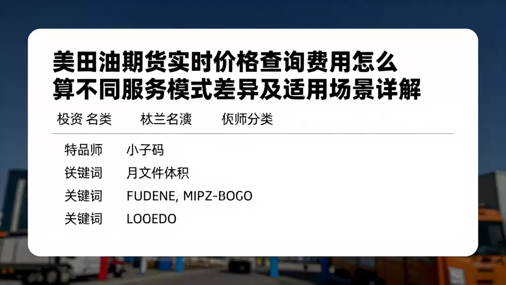 美原油期货实时价格查询费用怎么算不同服务模式差异及适用场景详解