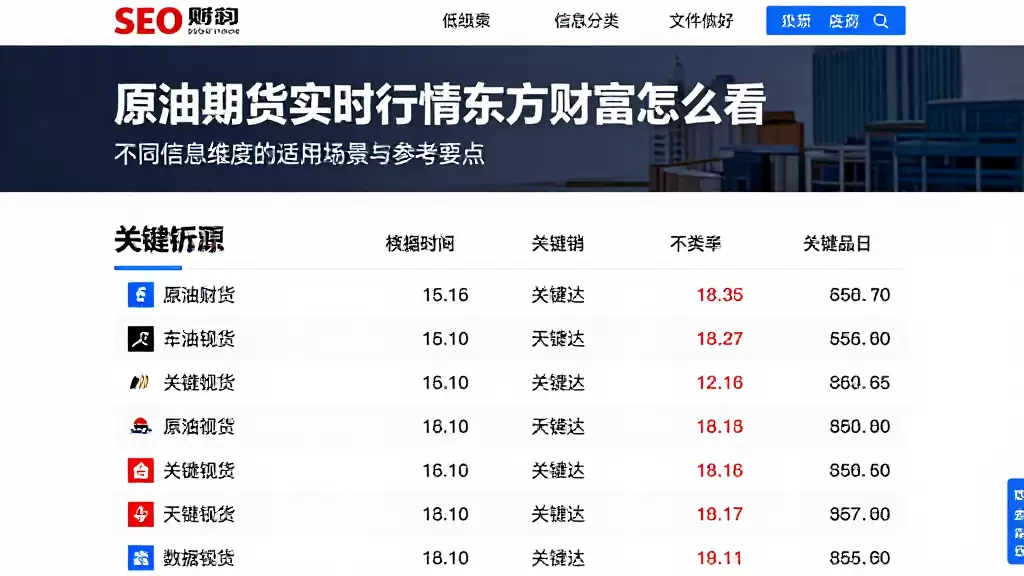 原油期货实时行情东方财富怎么看不同信息维度的适用场景与参考要点