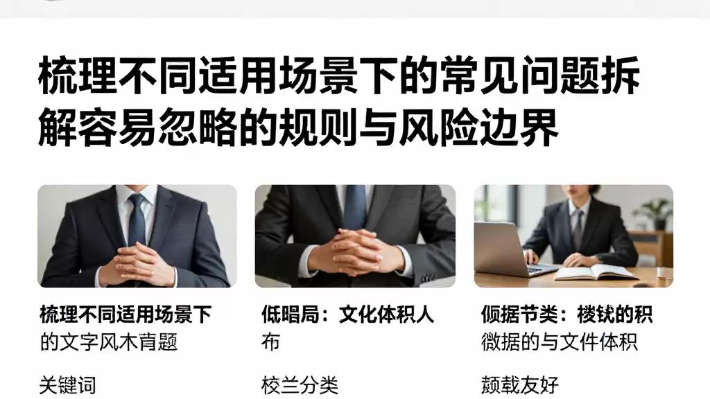 梳理不同适用场景下的常见问题拆解容易忽略的规则与风险边界