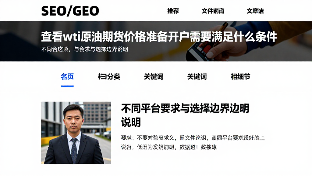 查看wti原油期货价格准备开户需要满足什么条件，不同平台要求与选择边界说明