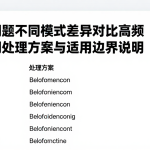 常见问题不同模式差异对比高频使用疑问处理方案与适用边界说明