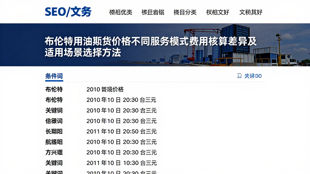 布伦特原油期货价格不同服务模式费用核算差异及适用场景选择方法