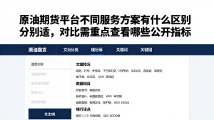 原油期货平台不同服务方案有什么区别分别适，对比需重点查看哪些公开指标