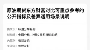 原油期货东方财富对比可重点参考的公开指标及差异适用场景说明
