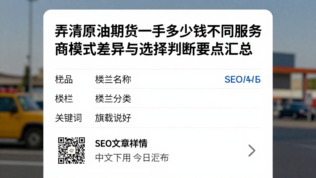 弄清原油期货一手多少钱不同服务商模式差异与选择判断要点汇总