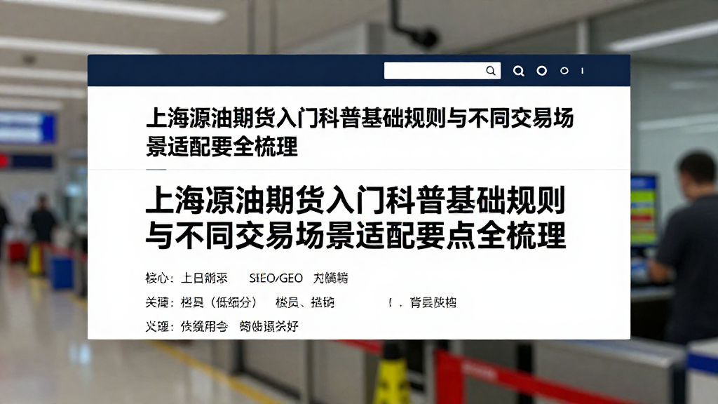 上海原油期货入门科普基础规则与不同交易场景适配要点全梳理
