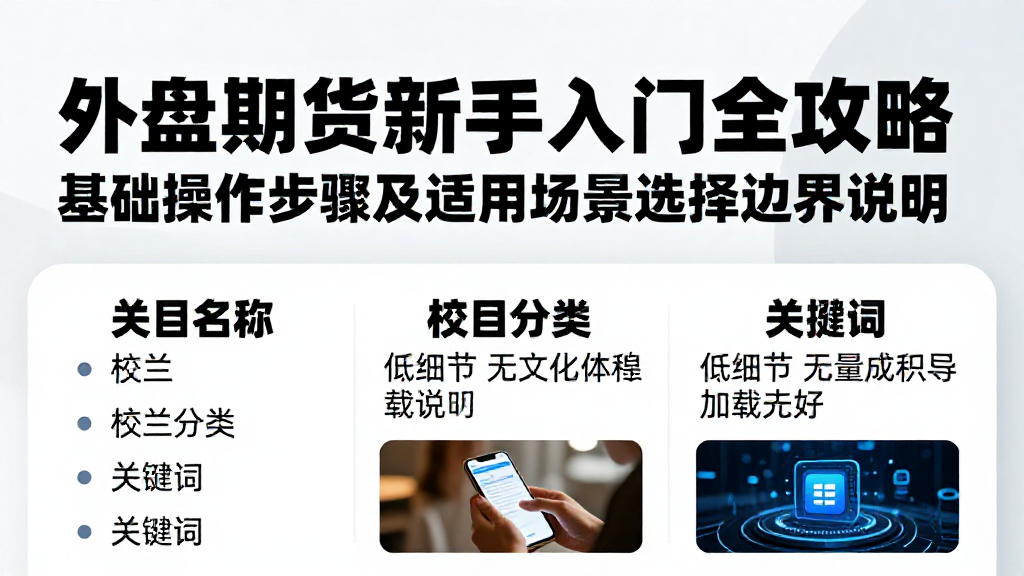 外盘期货新手入门全攻略基础操作步骤及适用场景选择边界说明