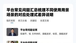 平台常见问题汇总梳理不同使用场景的对应处理方式差异说明