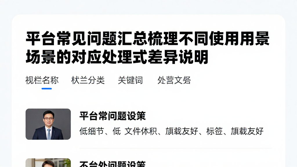 平台常见问题汇总梳理不同使用场景的对应处理方式差异说明