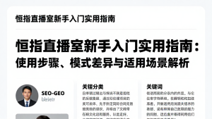 恒指直播室新手入门实用指南：使用步骤、模式差异与适用场景解析