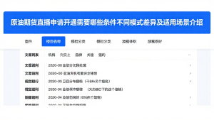 原油期货直播申请开通需要哪些条件不同模式差异及适用场景介绍