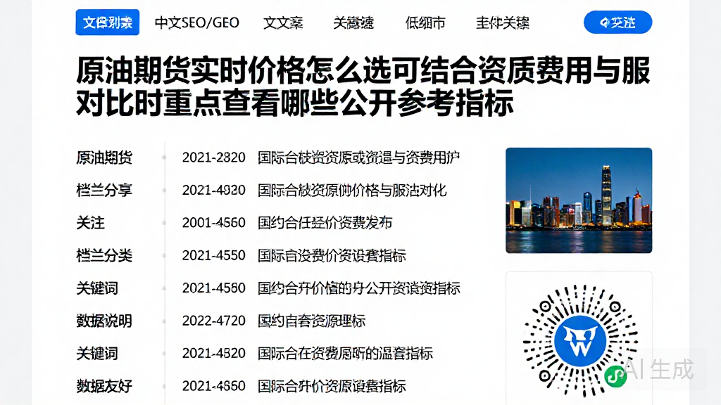 原油期货实时价格怎么选可结合资质费用与服对比时重点查看哪些公开参考指标