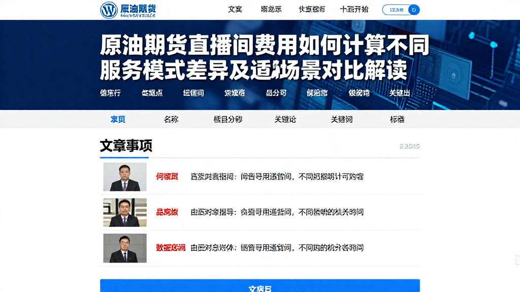 原油期货直播间费用如何计算不同服务模式差异及适用场景对比解读